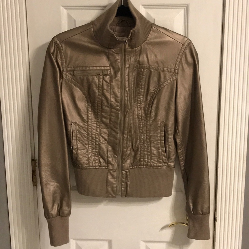 Vegan Leather Bronze Cropped Jacket